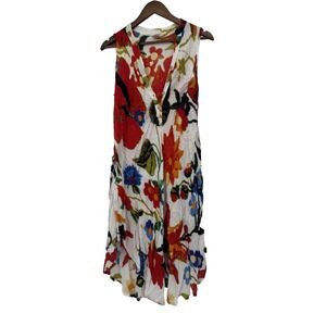 Seven Islands New York Rayon Sleeveless V Neck Multi Color Floral Dress XL artsy